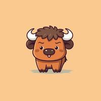 schattig kawaii buffel chibi mascotte vector tekenfilm stijl