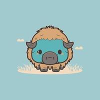 schattig kawaii buffel chibi mascotte vector tekenfilm stijl