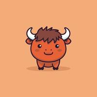 schattig kawaii buffel chibi mascotte vector tekenfilm stijl