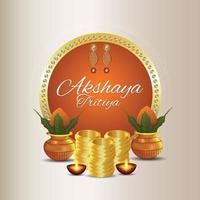 akshaya tritiya viering verkooppromotie met gouden munten vector