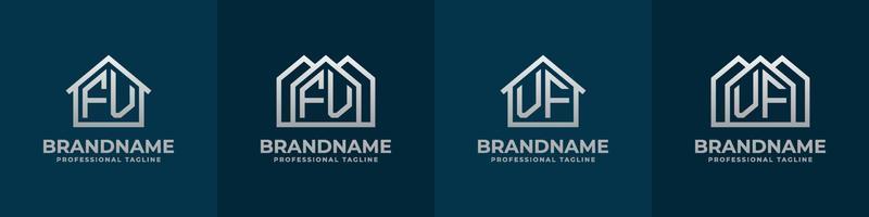 brief fv en vf huis logo set. geschikt voor ieder bedrijf verwant naar huis, echt landgoed, bouw, interieur met fv of vf initialen. vector