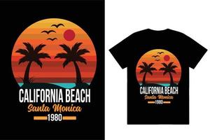 Californië strand de kerstman monica 1980 t-shirt ontwerp vector