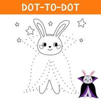 aansluiten de dots en trek schattig konijn. konijn in vampier halloween kostuums. leerzaam spel voor kinderen. vector tekenfilm illustratie.