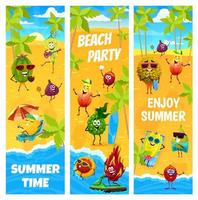tekenfilm fruit tekens Aan zomer vakantie partij vector