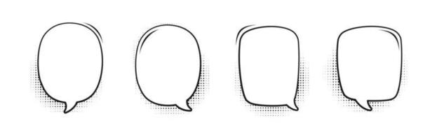retro blanco grappig toespraak bubbels reeks met zwart halftone schaduwen. vector illustratie, wijnoogst ontwerp, knal kunst stijl
