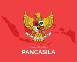 eenvoudige pancasila-dag met de kaart van Indonesië vector
