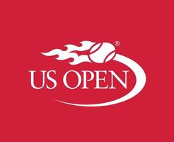 ons Open logo symbool wit toernooi tennis de kampioenschappen ontwerp vector abstract illustratie met rood achtergrond