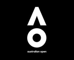 Australisch Open logo symbool met naam wit toernooi tennis de kampioenschappen ontwerp vector abstract illustratie met zwart achtergrond