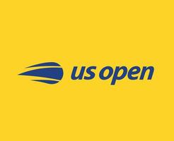 ons Open symbool logo met naam blauw toernooi tennis de kampioenschappen ontwerp vector abstract illustratie met geel achtergrond
