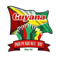 Guyana onafhankelijkheid dag groet kaart, banier, plein vector illustratie. Guyana vakantie 26e van mei ontwerp element met mockup van golvend vlag net zo een nationaal symbool
