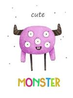 schattig kinderachtig kaart met gekleurde monsters, grappig tekenfilm dieren. halloween kaarten ontwerp vector