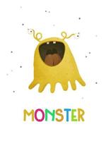 schattig kinderachtig kaart met gekleurde monsters, grappig tekenfilm dieren. halloween kaarten ontwerp vector