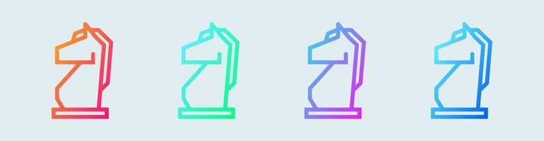 schaak lijn icoon in helling kleuren. paard tekens vector illustratie.