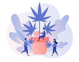 cbd teelt bedrijf. hennep medisch concept. distributie van hennep producten, kleinhandel hennep bedrijf, marihuana verkoop markt. modern vlak tekenfilm stijl. vector illustratie Aan wit achtergrond