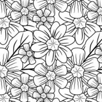botanicals hand- trek bloem tekening patroon naadloos in zwart en wit voor volwassen kleur boek. vector