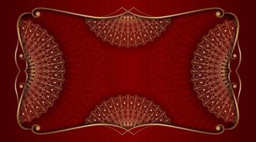 rood luxe achtergrond, met goud mandala ornament vector