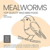 meelwormen voor vogelstand voedsel verpakking ontwerp vector schetsen