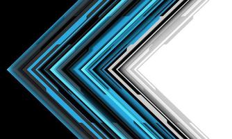 abstract blauw zwart grijs pijl cyber stroomkring patroon richting meetkundig Aan wit futuristische technologie ontwerp modern creatief achtergrond vector