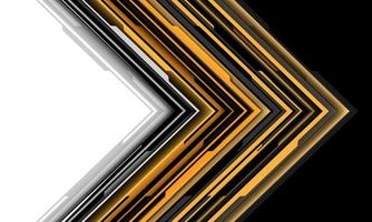 abstract geel zwart grijs pijl cyber stroomkring patroon richting meetkundig Aan wit futuristische technologie ontwerp modern creatief achtergrond vector