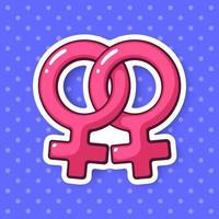 tekenfilm sticker met vrouw homoseksueel Venus symbool vector