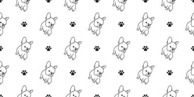 hond naadloos patroon vector Frans bulldog mopshond hond poot geïsoleerd behang achtergrond tekenfilm tekening