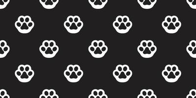 hond poot naadloos patroon vector kat poot voetafdruk geïsoleerd herhaling achtergrond behang zwart