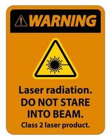 waarschuwing laserstraling niet in straal klasse 2 laserproductbord staren vector