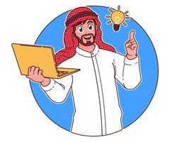 saudi Arabië zakenman draag- laptop vector