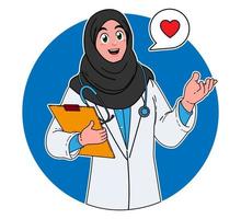 een saudi Arabisch vrouw dokter biedt Diensten naar patiënten vector