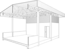 3d illustratie van industrieel gebouw vector