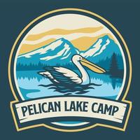 pelikaan wijnoogst camping insigne logo vector