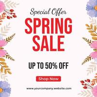 voorjaar uitverkoop speciaal aanbod met bloemen en blad sjabloon ontwerp vector