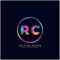 brief rc kleurrijk logo premie elegant sjabloon vector