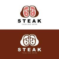 rundvlees logo, vlees steak vector, rooster keuken ontwerp, steak restaurant merk sjabloon icoon vector