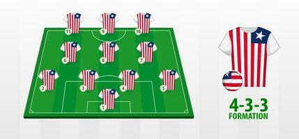 Liberia nationaal Amerikaans voetbal team vorming Aan Amerikaans voetbal veld. vector