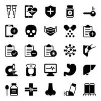 glyph pictogrammen voor medisch gezondheidszorg. vector