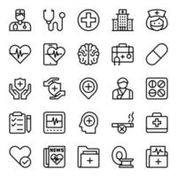 schets pictogrammen voor medisch gezondheidszorg. vector