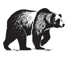 grizzly beer gezicht, silhouetten grizzly beer gezicht, zwart en wit grizzly beer vector