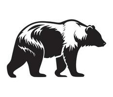 grizzly beer gezicht, silhouetten grizzly beer gezicht, zwart en wit grizzly beer vector
