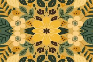 bloemen naadloos patroon licht geel toon achtergrond. abstract grafisch lijn modern elegant minimaal wijnoogst retro stijl. ontwerp voor kleding stof structuur textiel afdrukken kunst achtergrond behang tegel achtergrond. vector