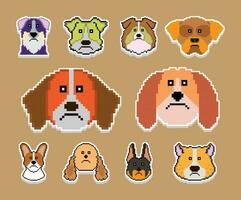 de hond pixel sticker emoji emoticon verzameling vector