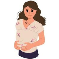 een portret van moeder gedragen haar pasgeboren baby moederschap concept illustratie vector