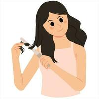 vrouw gekruld haar haar- met ijzer illustratie vector