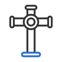 salib icoon duokleur grijs blauw kleur Pasen symbool illustratie. vector