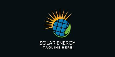 zonne- energie logo ontwerp met zon macht logo premie vector