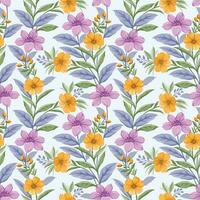 bloeiend Purper en geel kleur bloemen naadloos patroon. vector