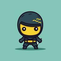 schattig kawaii Ninja chibi mascotte vector tekenfilm stijl