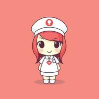 schattig kawaii verpleegster chibi mascotte vector tekenfilm stijl