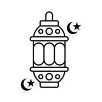 antiek kaars lampion met maan ster Islamitisch schets icoon knop vector illustratie