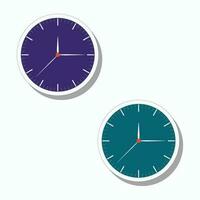 klokpictogram in vlakke stijl, timer op een achtergrond in kleur. vector ontwerpelement